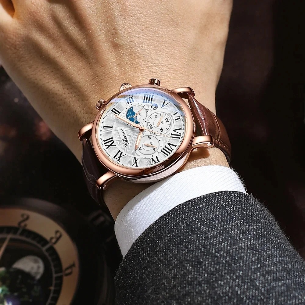 RELOJ HOMBRE CHENXI 973 CRONOGRAFO MARRÓN - 3
