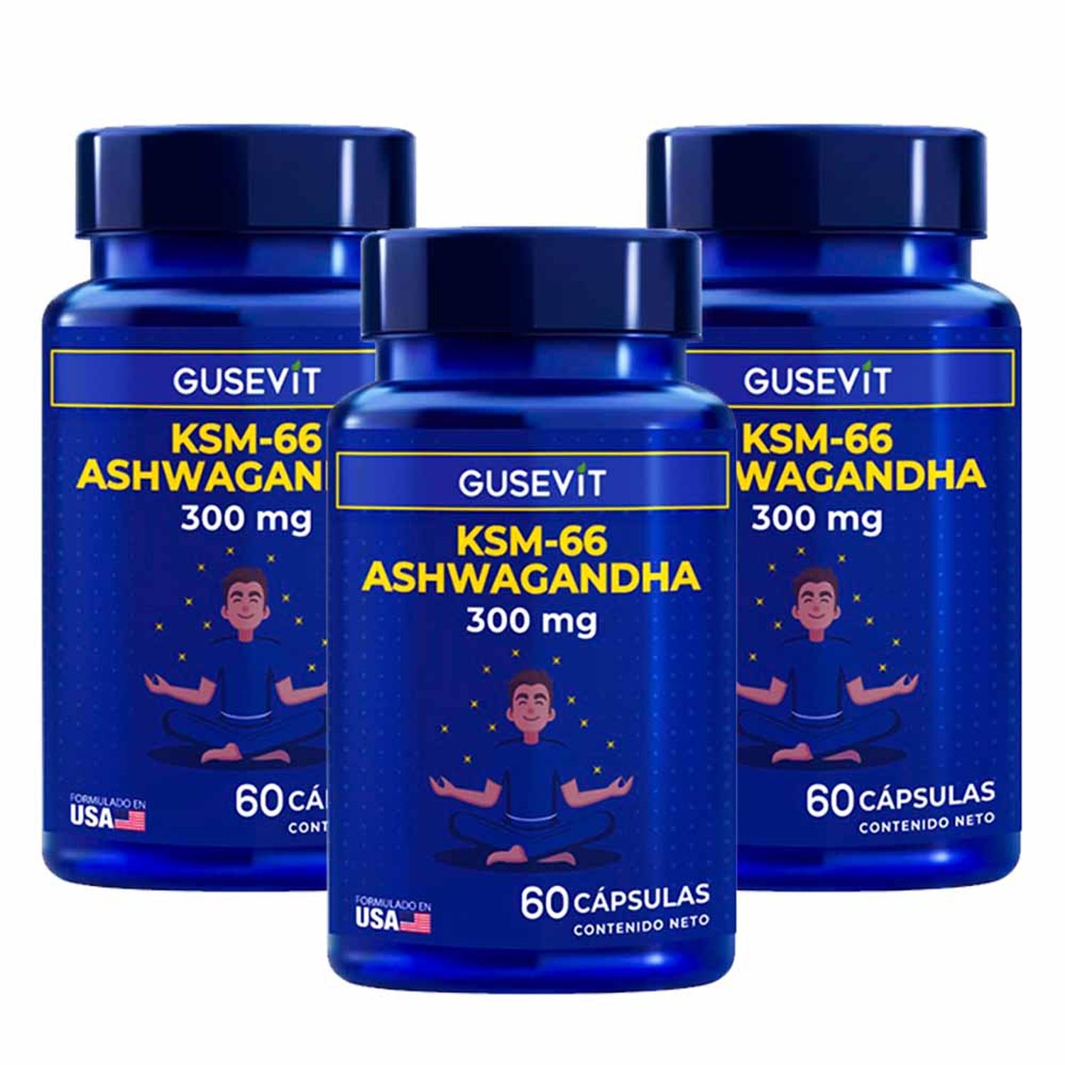 ASHWAGANDHA KSM-66 60 CÁPSULAS GUSEVIT - PACK X 3 - 1