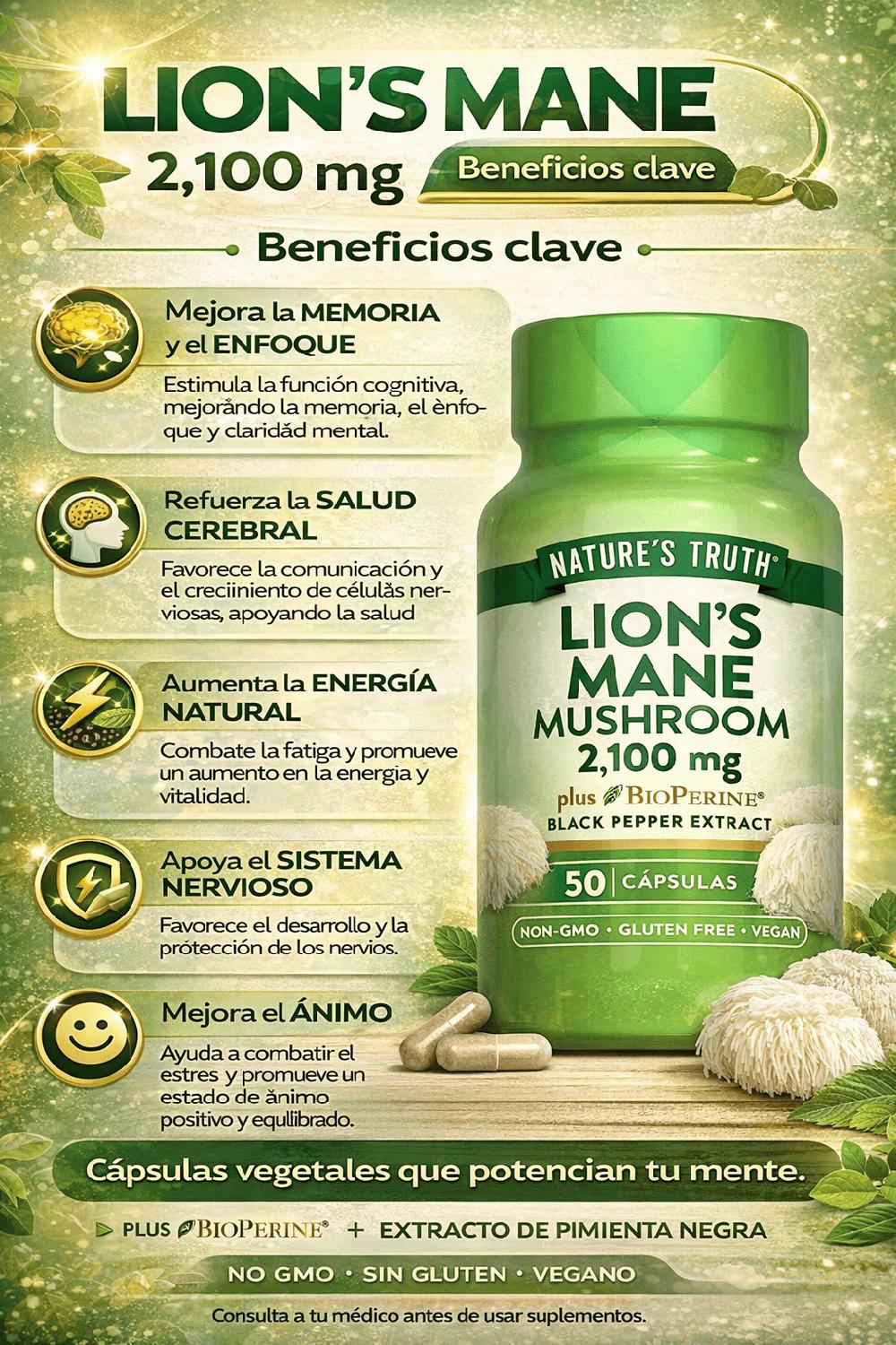 LION'S MANE 2,100 MG - 50 CÁPSULAS - 2
