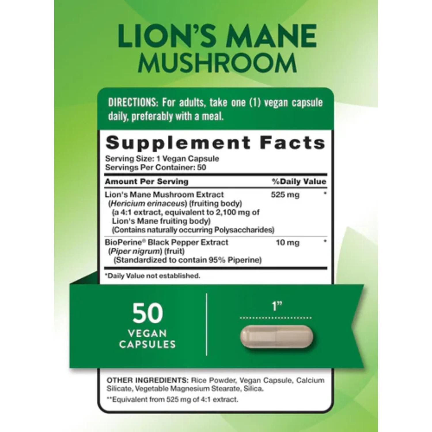 LION'S MANE 2,100 MG - 50 CÁPSULAS - 3