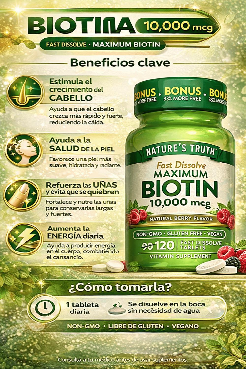BIOTIN 10,000 MCG - 120 TABLETAS - 2