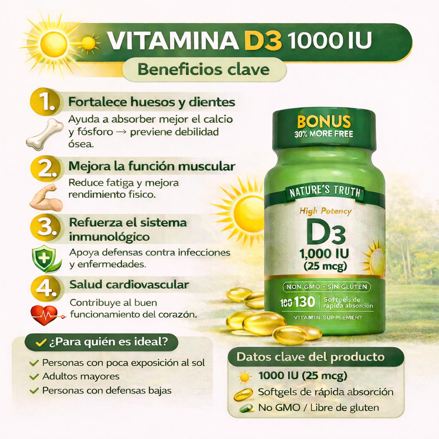 VITAMINA D3 1,000 UI - CÁPSULAS BLANDAS - 2