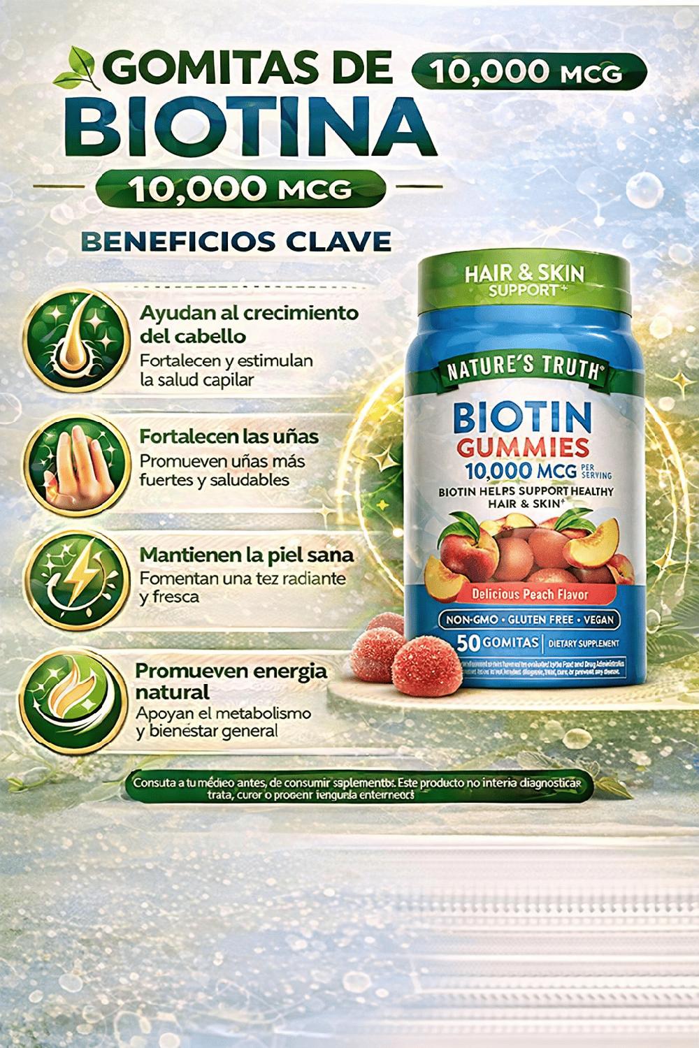 GOMITAS DE BIOTINA 10,000 MCG - 50 GOMITAS - 2