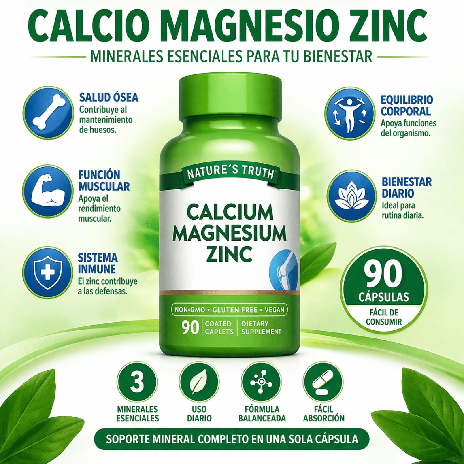 CALCIO MAGNESIO ZINC Y VITAMINA D3 - 3