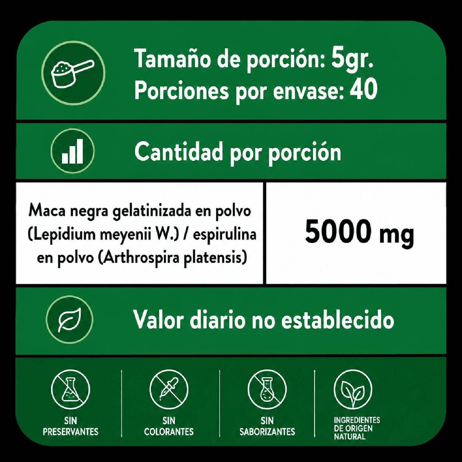ESPIRULINA Y MACA NEGRA 200G | ENERGÍA NATURAL - 2
