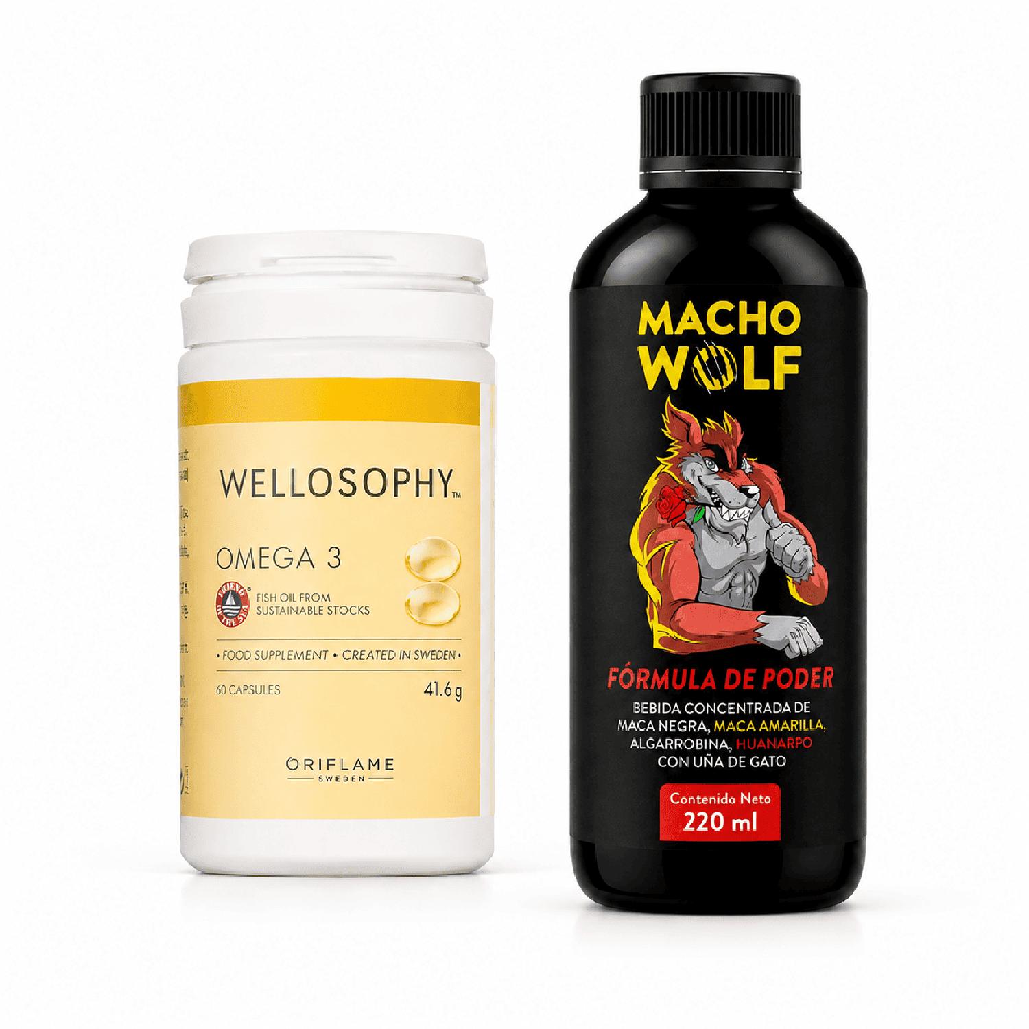 PACK MACHO WOLF 220 ML + OMEGA 3 60 CÁPSULAS - 1