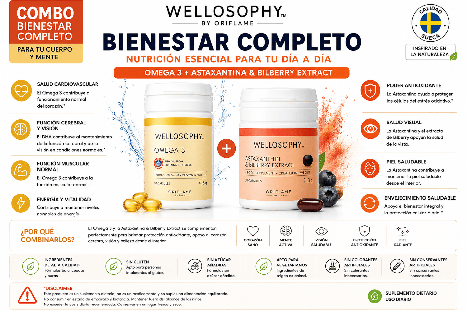 PACK OMEGA 3 + ASTAXANTINA WELLOSOPHY ORIFLAME - 2