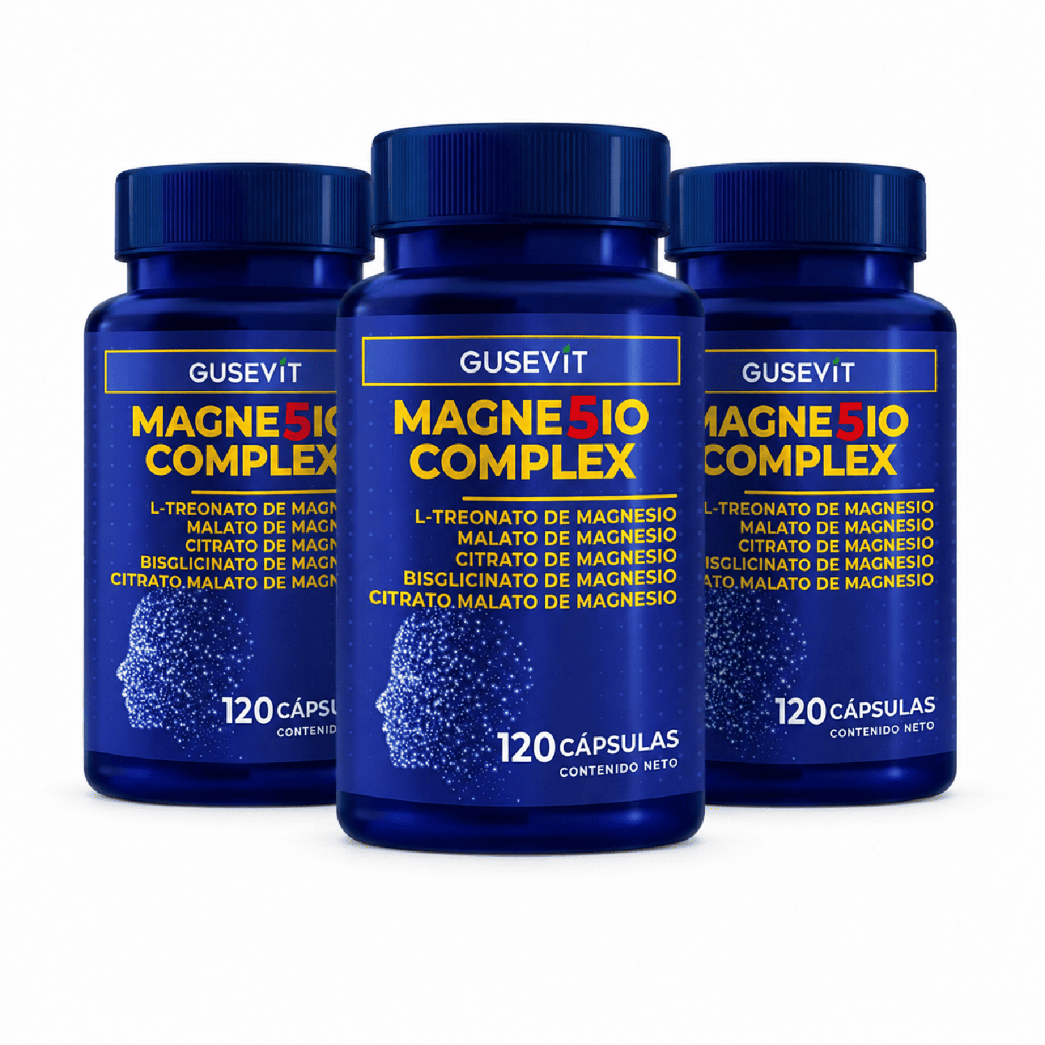 PACK 3 FRASCOS MAGNESIO COMPLEX GUSEVIT 120 CÁPSULAS C/U - 1