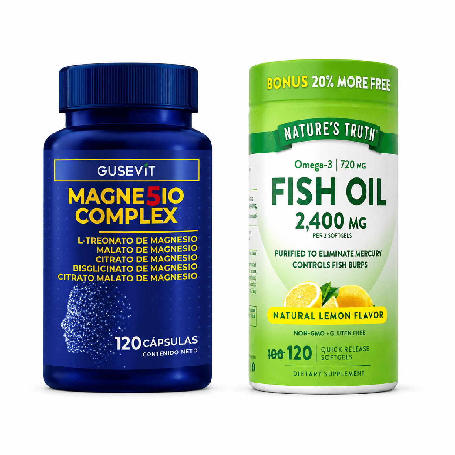 PACK MAGNESIO COMPLEX 120 CÁPSULAS + OMEGA 3 120 SOFTGELS - 1