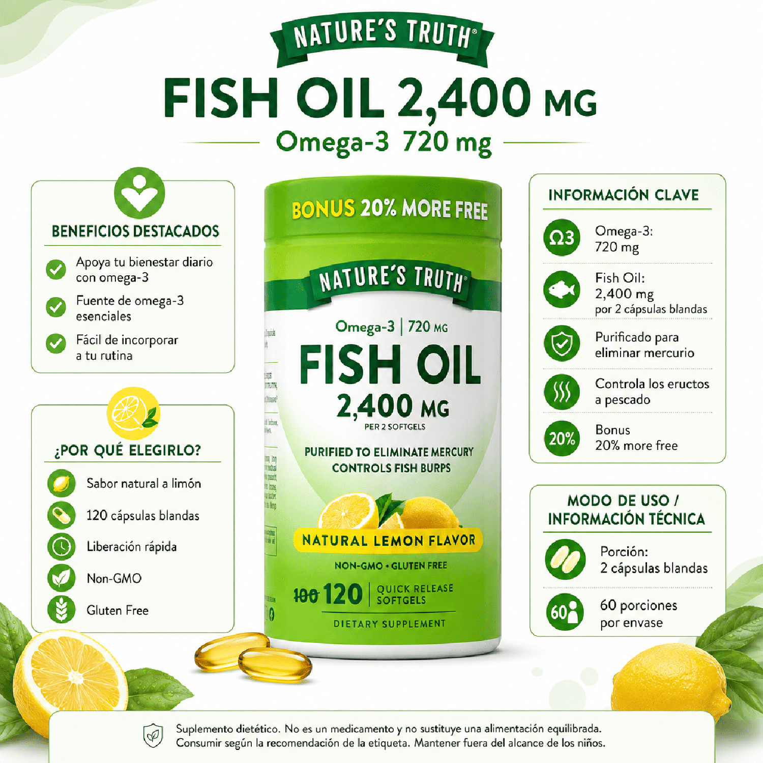 PACK MAGNESIO COMPLEX 120 CÁPSULAS + OMEGA 3 120 SOFTGELS - 3