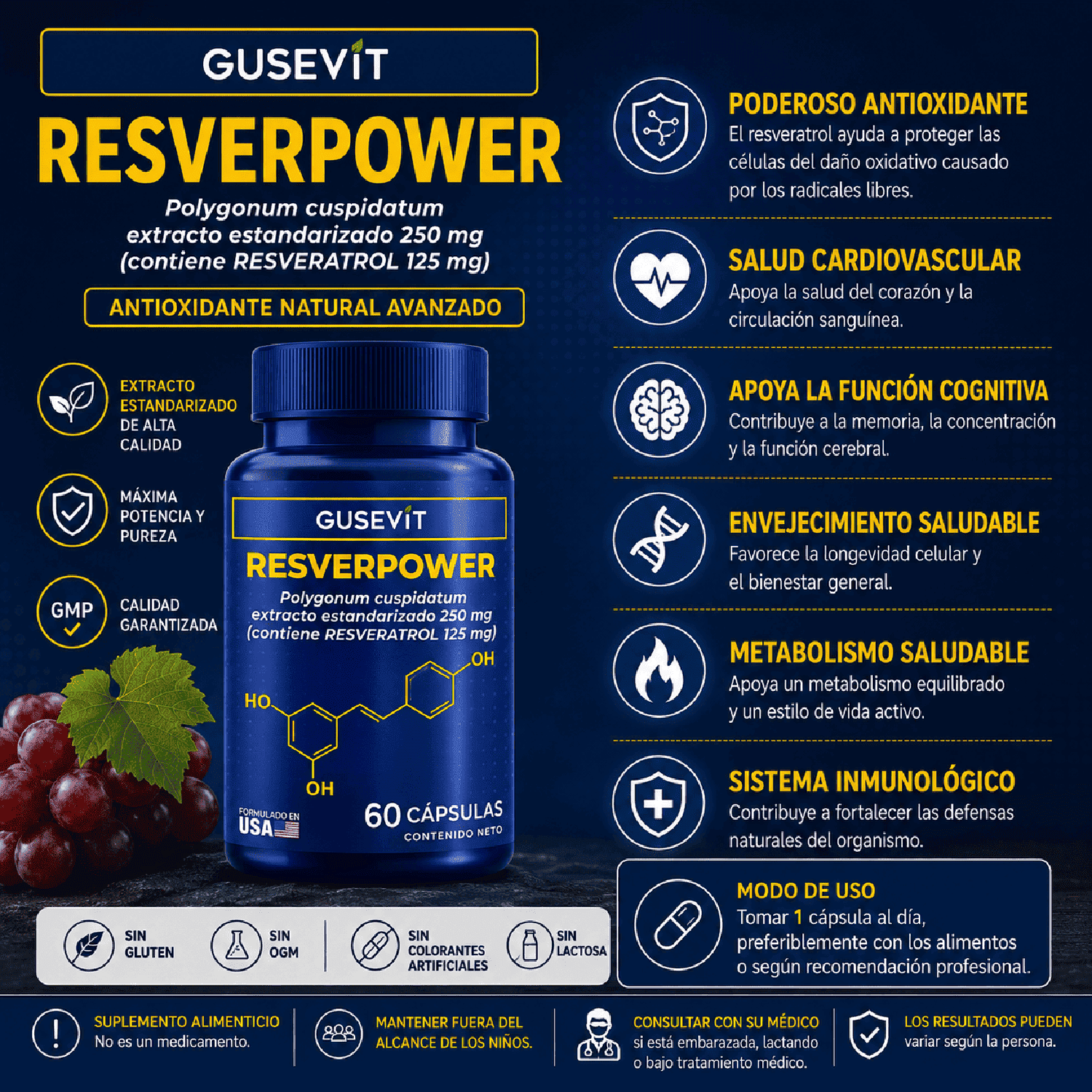 PACK CAFEÍNA CON L-TEANINA Y RESVERATROL GUSEVIT - 2