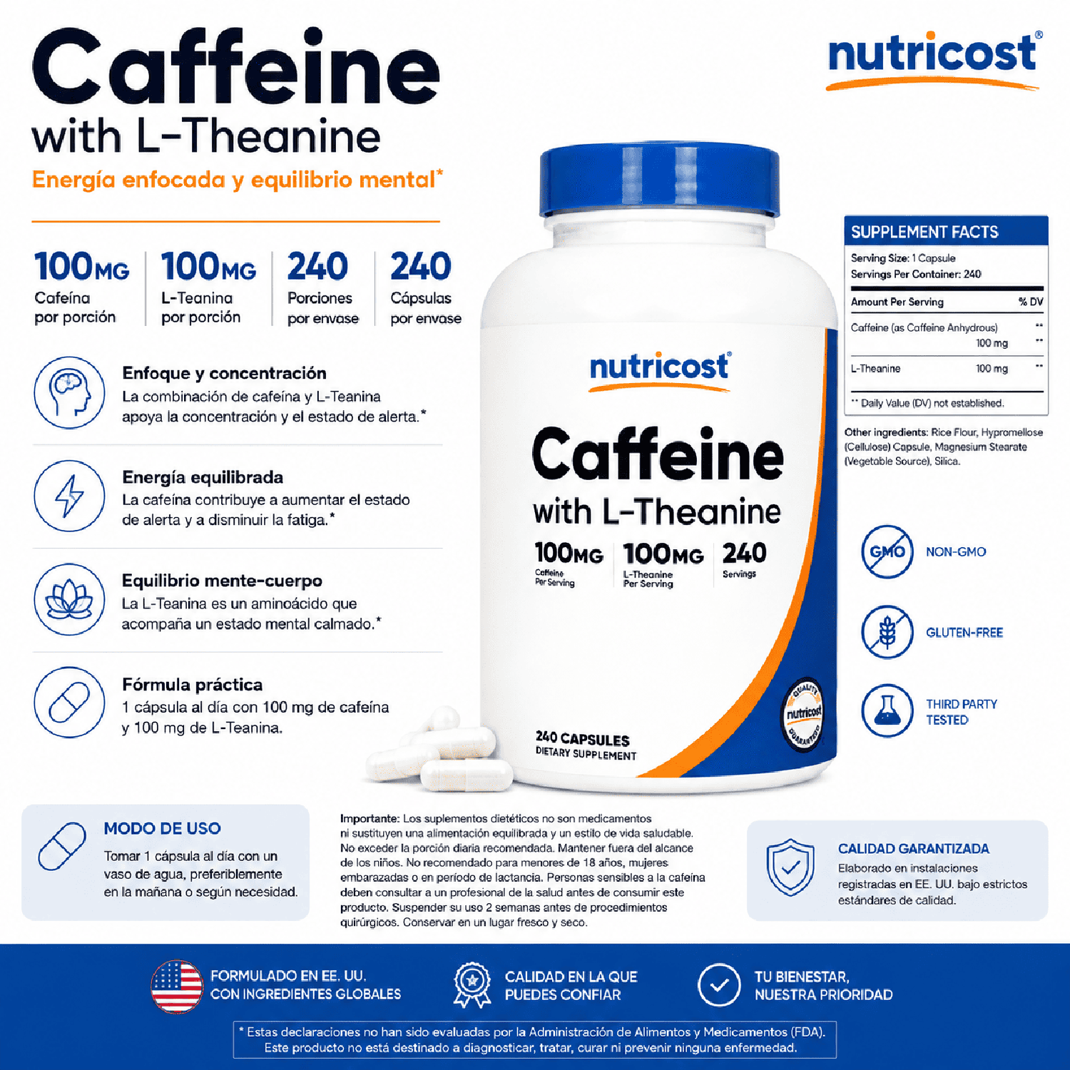 PACK CAFEÍNA CON L-TEANINA Y RESVERATROL GUSEVIT - 3