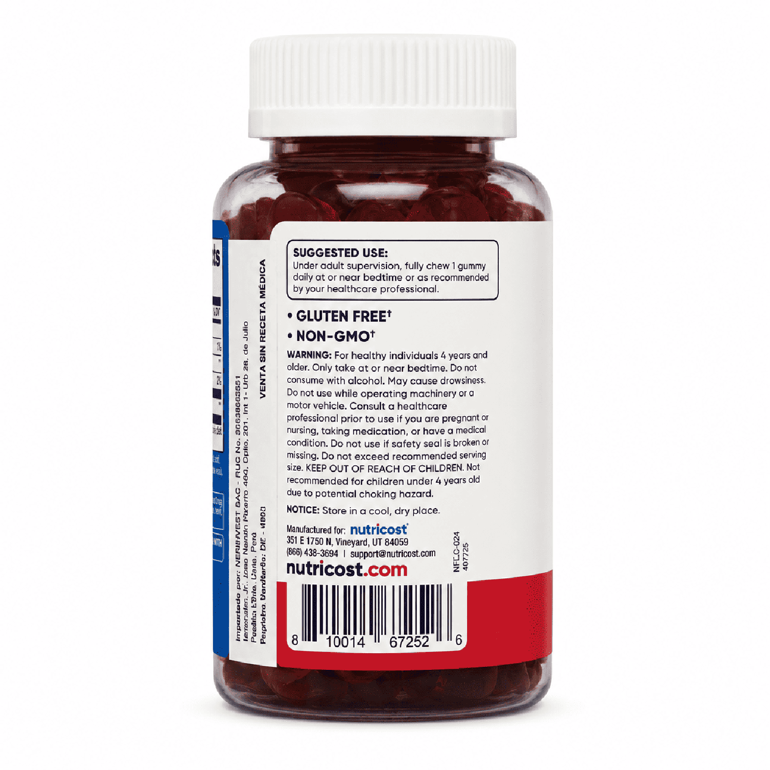 MELATONINA NIÑOS NUTRICOST KIDS 1 MG 120 GOMITAS SABOR FRESA - 4