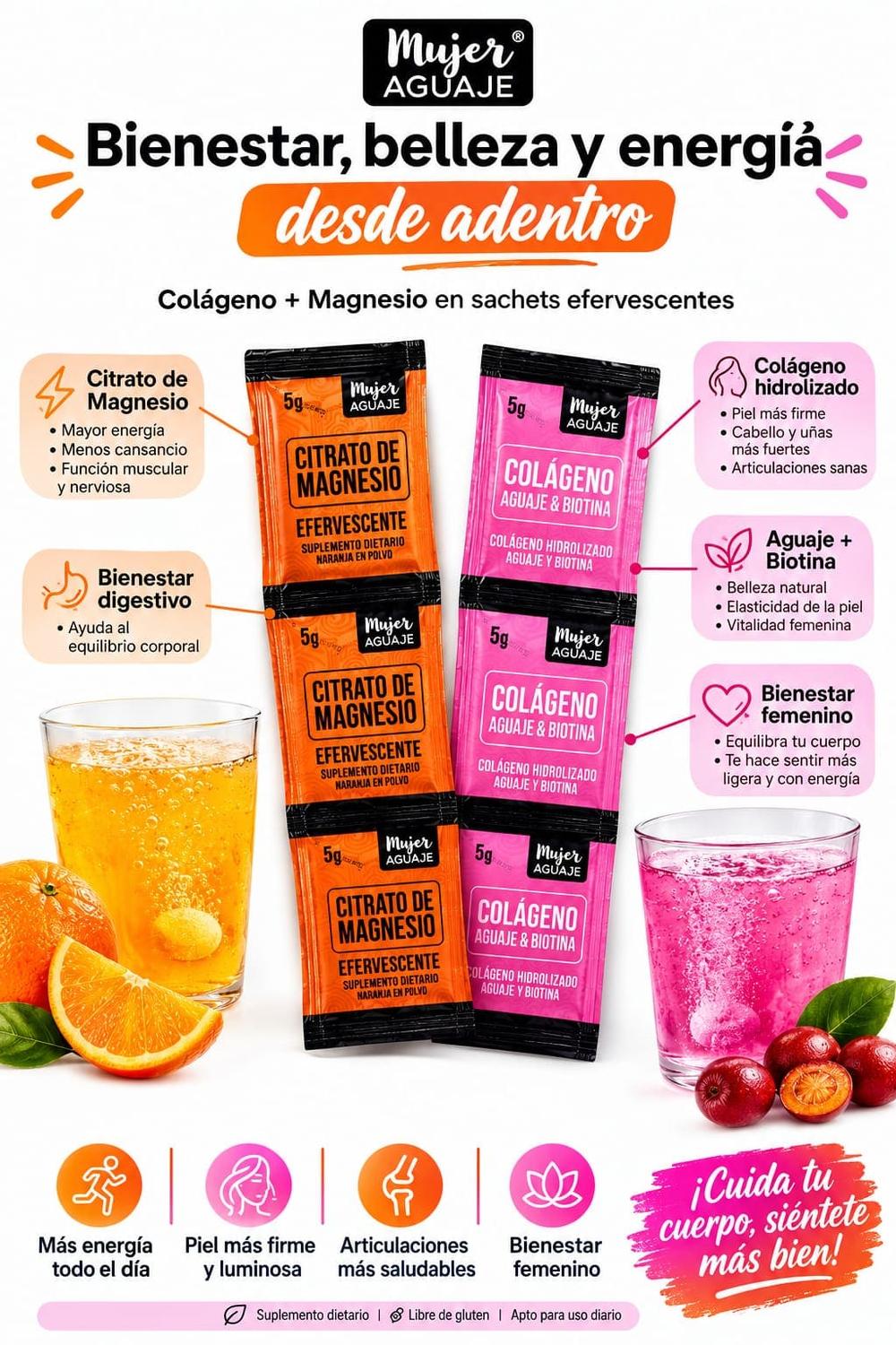 PACK CITRATO DE MAGNESIO Y COLÁGENO AGUAJE CON BIOTINA 40 SOBRES - 2