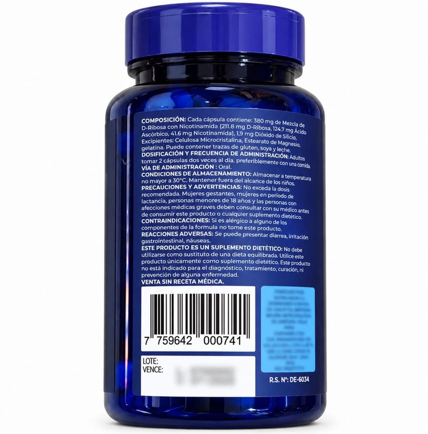 REJUVENAD+ GUSEVIT D-RIBOSA CON NICOTINAMIDA 60 CÁPSULAS - 4