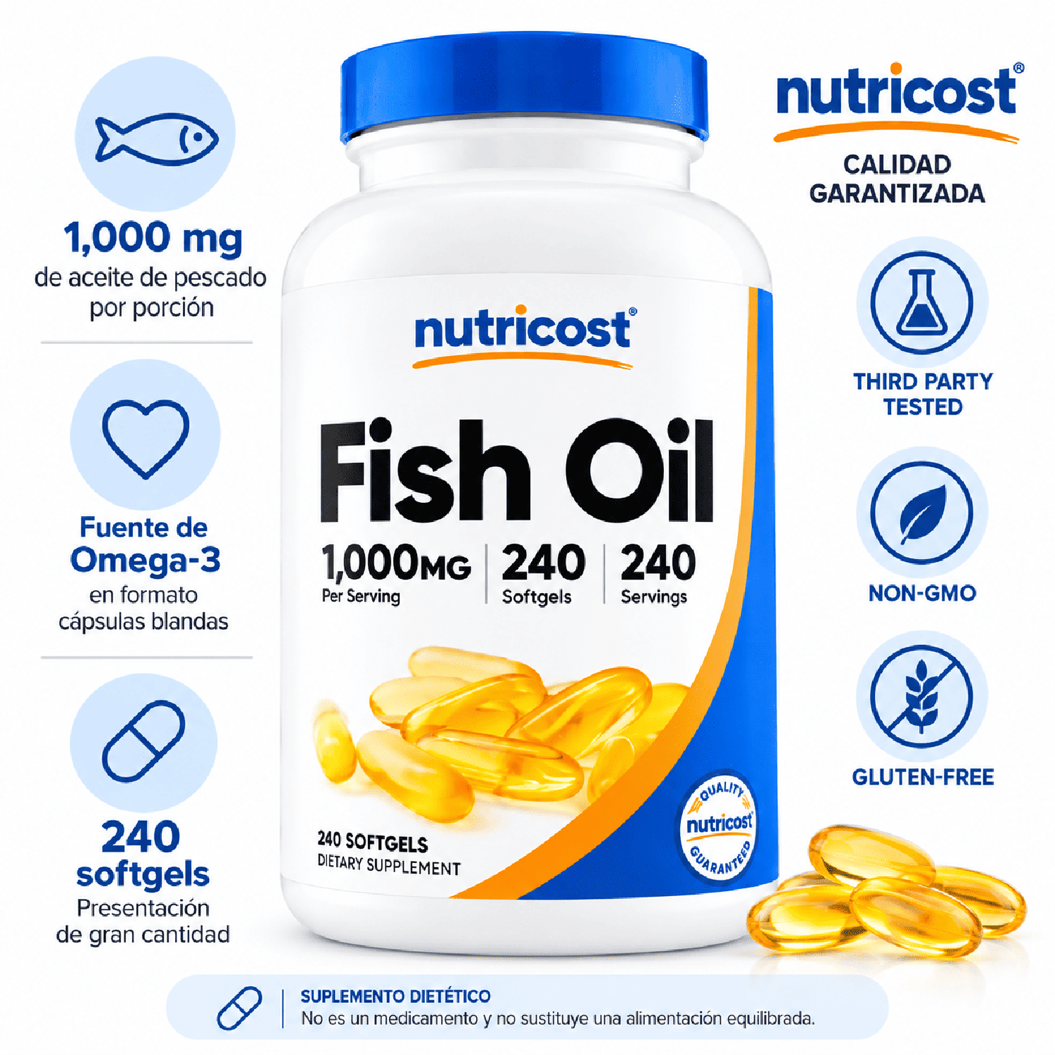 FISH OIL NUTRICOST 240 SOFTGELS - 2