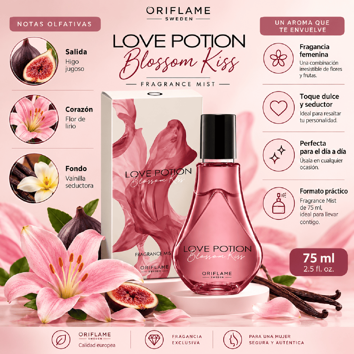 LOVE POTION BLOSSOM KISS FRAGANCIA CORPORAL 75 ML ORIFLAME - 2