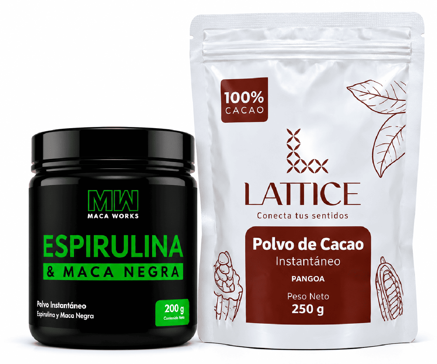 PACK CACAO 250 G Y ESPIRULINA Y MACA NEGRA 200 G - 1