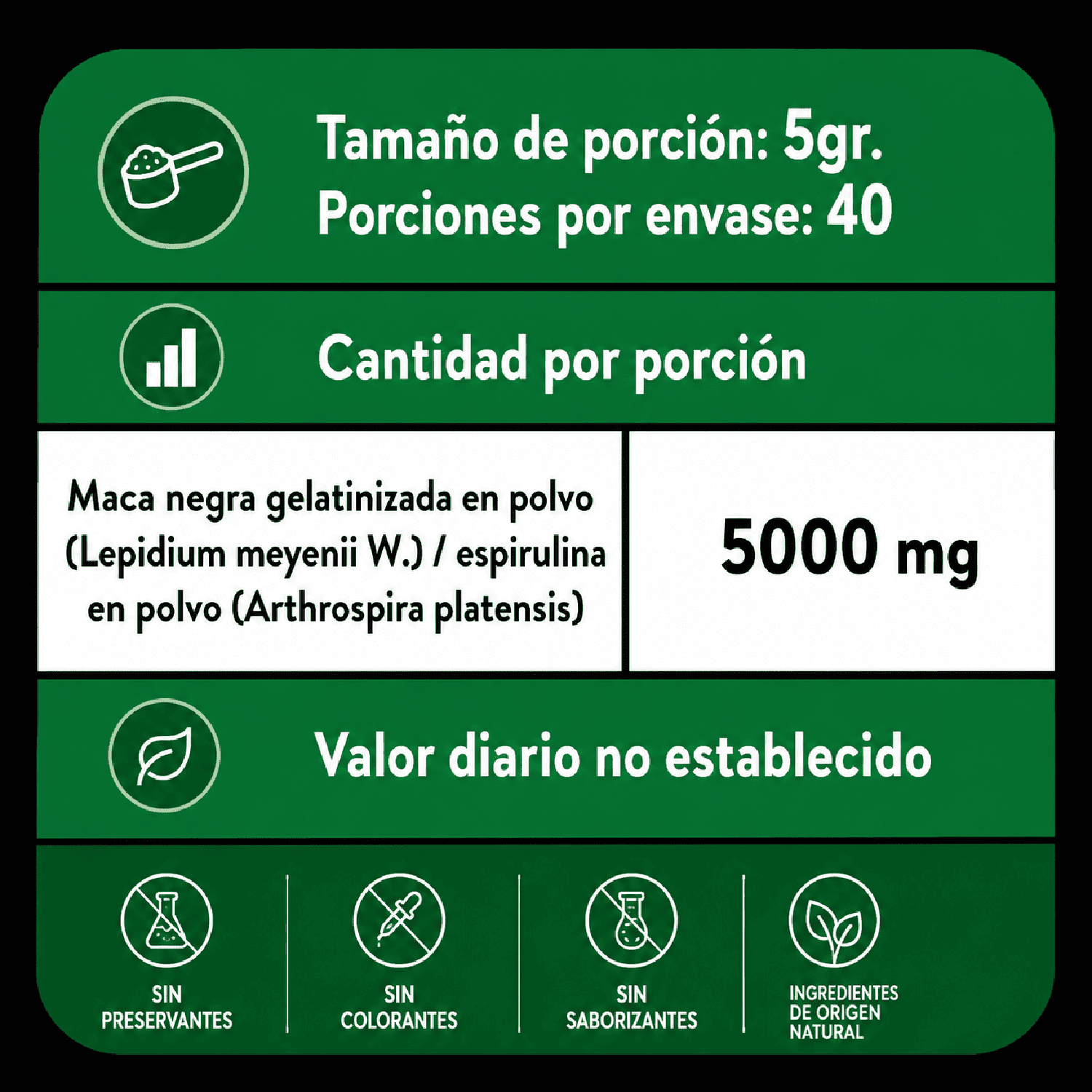 PACK CACAO 250 G Y ESPIRULINA Y MACA NEGRA 200 G - 5