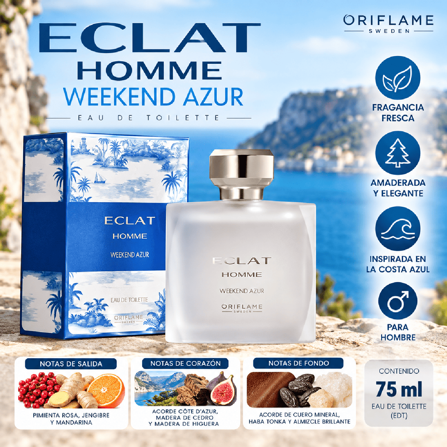 ECLAT HOMME WEEKEND AZUR EAU DE TOILETTE 75 ML ORIFLAME - 2