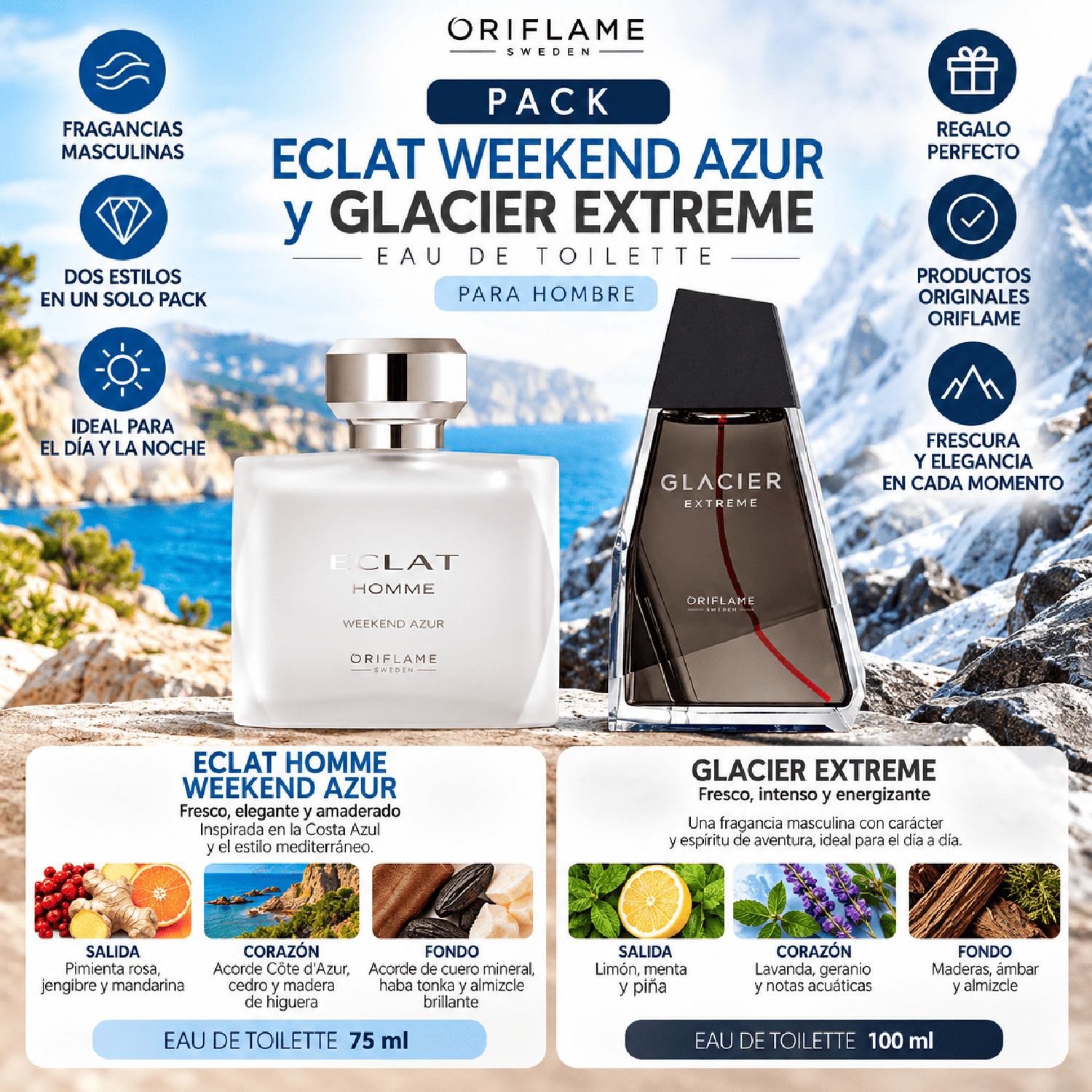 PACK ORIFLAME ECLAT WEEKEND AZUR Y GLACIER EXTREME HOMBRE - 2