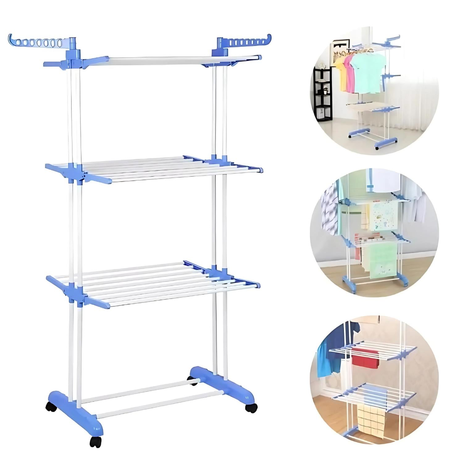 TENDEDERO DE ROPA 4 NIVELES PLEGABLE CON RUEDAS PORTÁTIL TAMAÑO M - 1