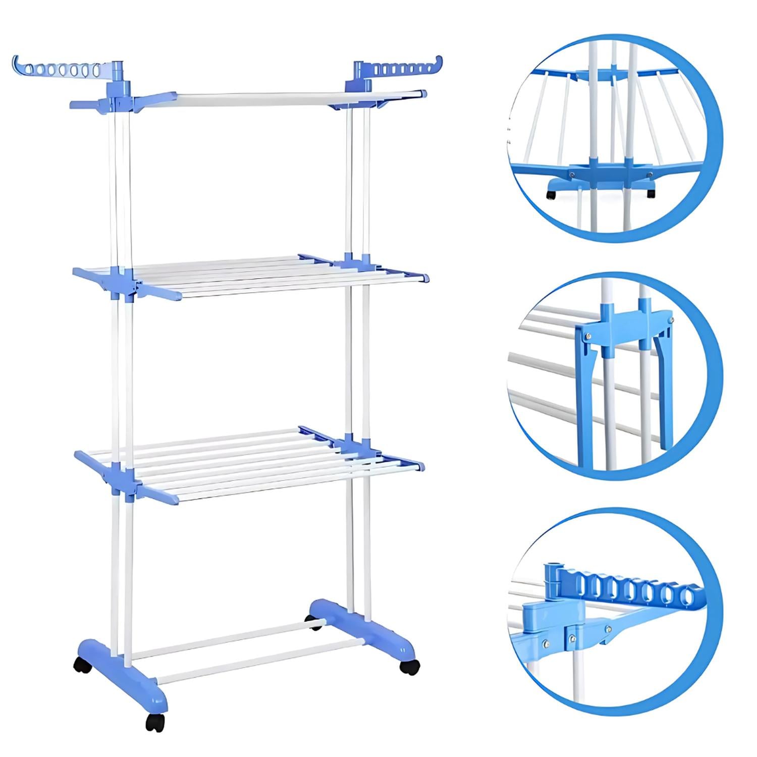 TENDEDERO DE ROPA 4 NIVELES PLEGABLE CON RUEDAS PORTÁTIL TAMAÑO M - 2