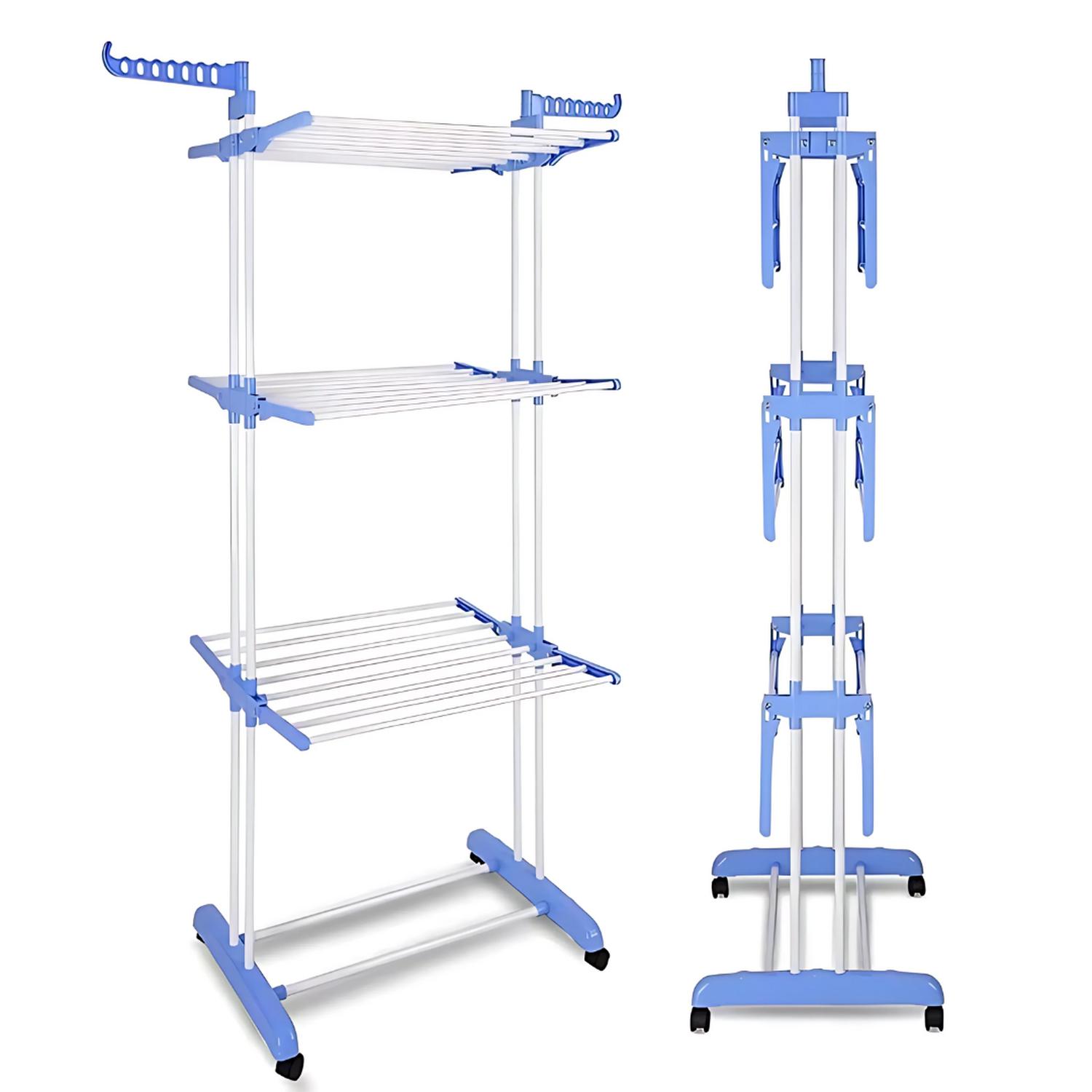 TENDEDERO DE ROPA 4 NIVELES PLEGABLE CON RUEDAS PORTÁTIL TAMAÑO M - 4