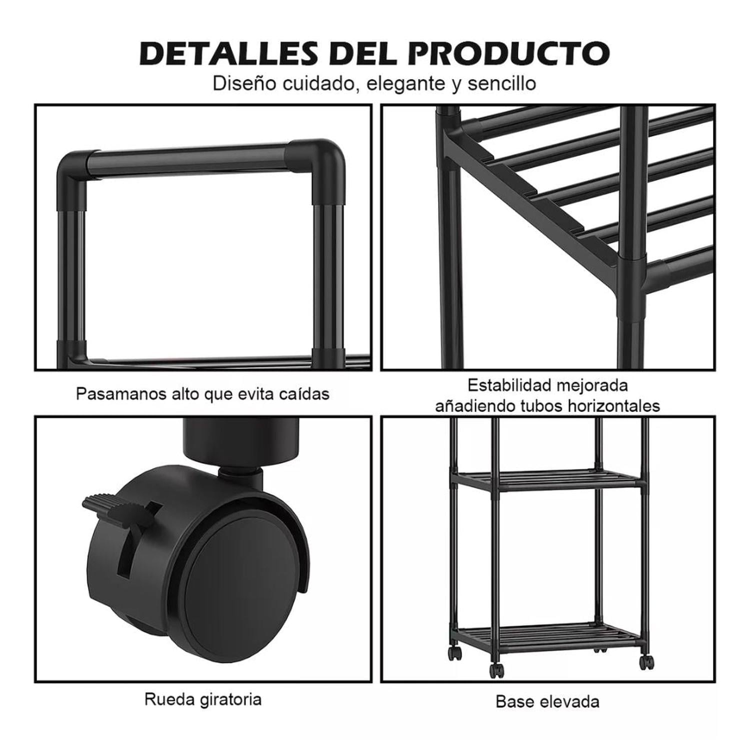 ESTANTE ORGANIZADOR DE COCINA MULTIUSOS 6 NIVELES CON RUEDAS 170X42X32CM TAMAÑO M - 3