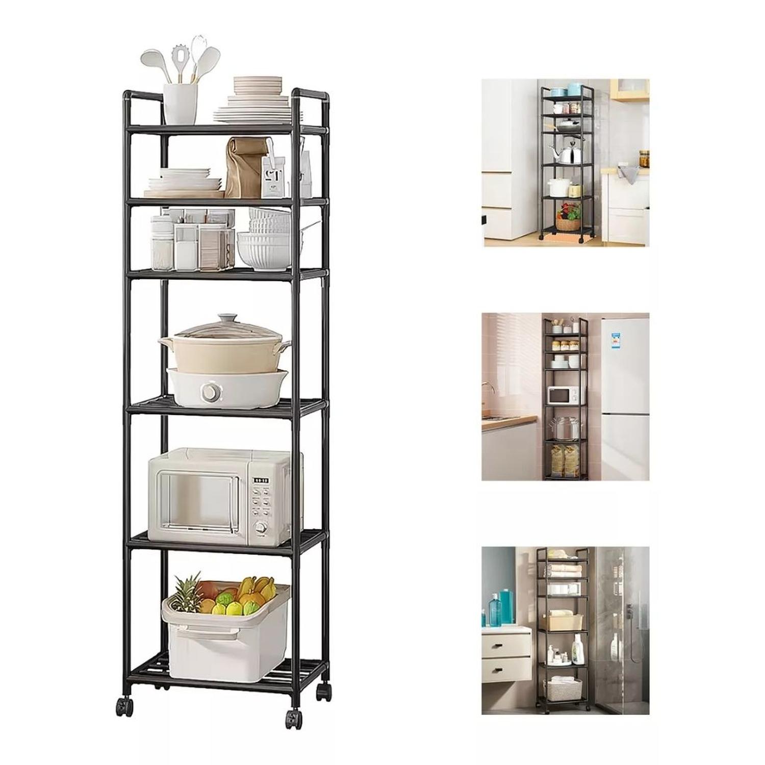 ESTANTE ORGANIZADOR DE COCINA MULTIUSOS 6 NIVELES CON RUEDAS 170X42X32CM TAMAÑO M - 5