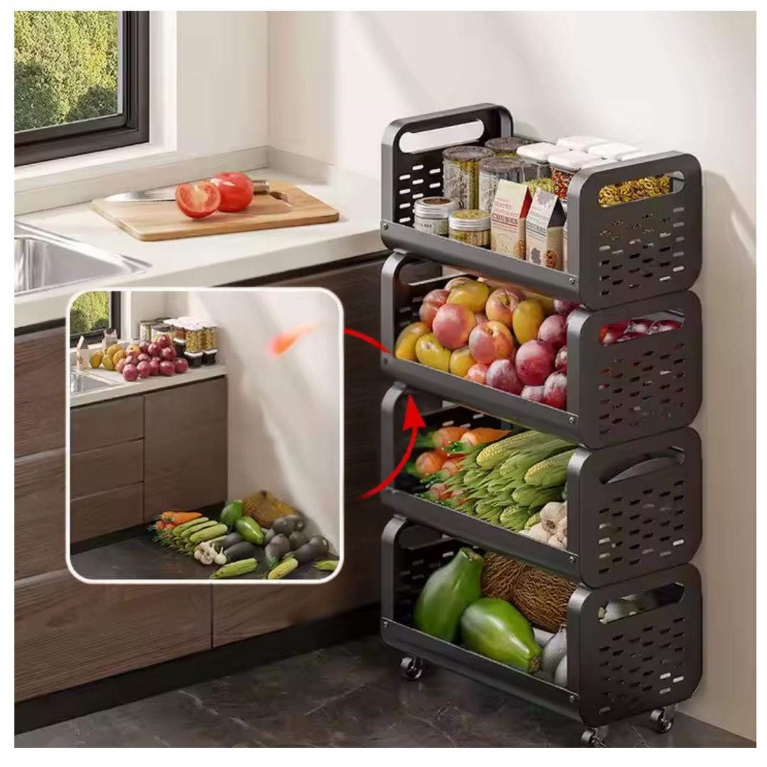 ESTANTE ORGANIZADOR DE COCINA CARRITO DE ALMACENAMIENTO MULTIUSOS DE 4 NIVELES TAMAÑO M - 2