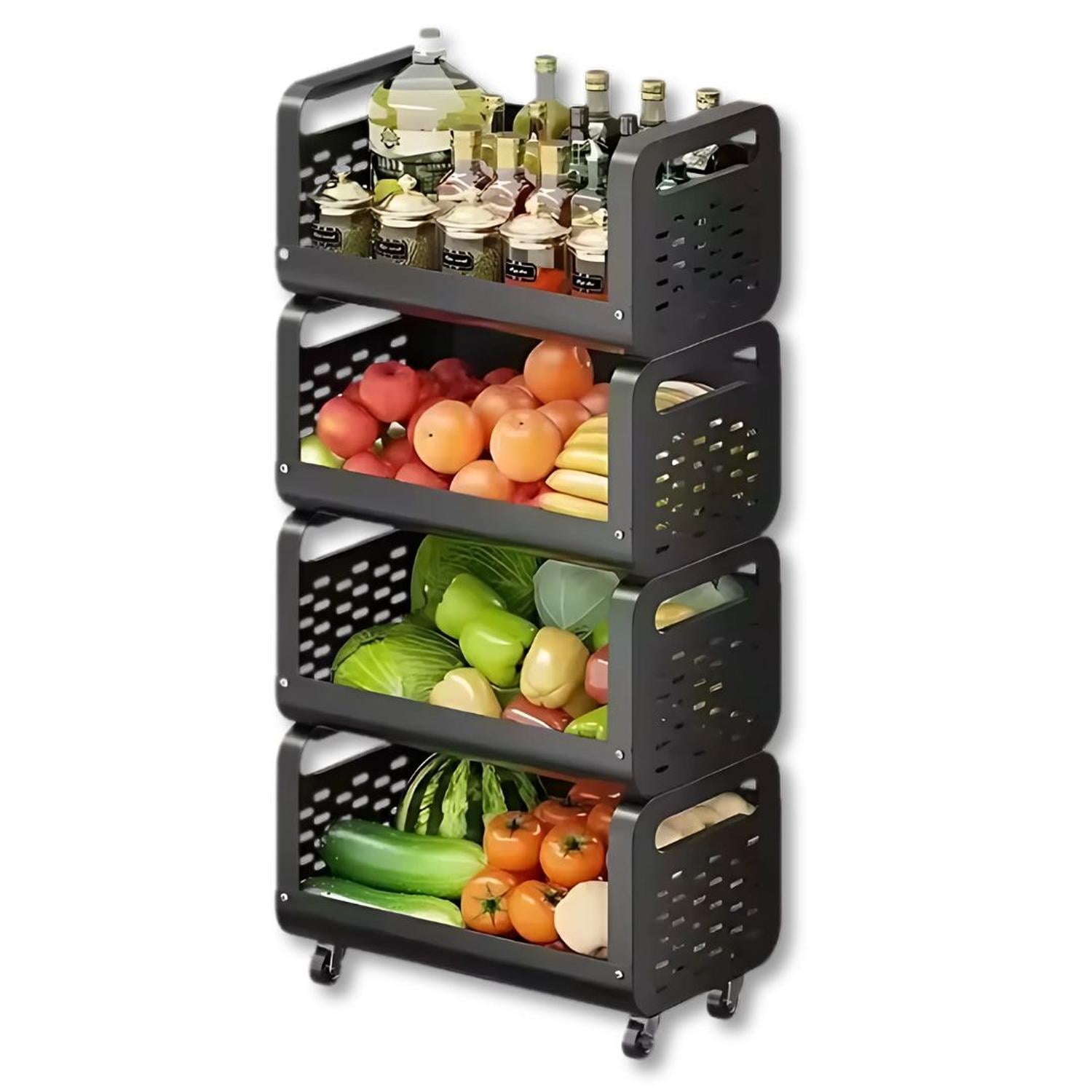 ESTANTE ORGANIZADOR DE COCINA CARRITO DE ALMACENAMIENTO MULTIUSOS DE 4 NIVELES TAMAÑO M - 3