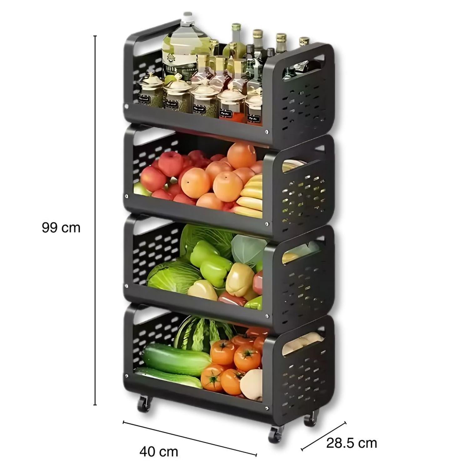 ESTANTE ORGANIZADOR DE COCINA CARRITO DE ALMACENAMIENTO MULTIUSOS DE 4 NIVELES TAMAÑO M - 5