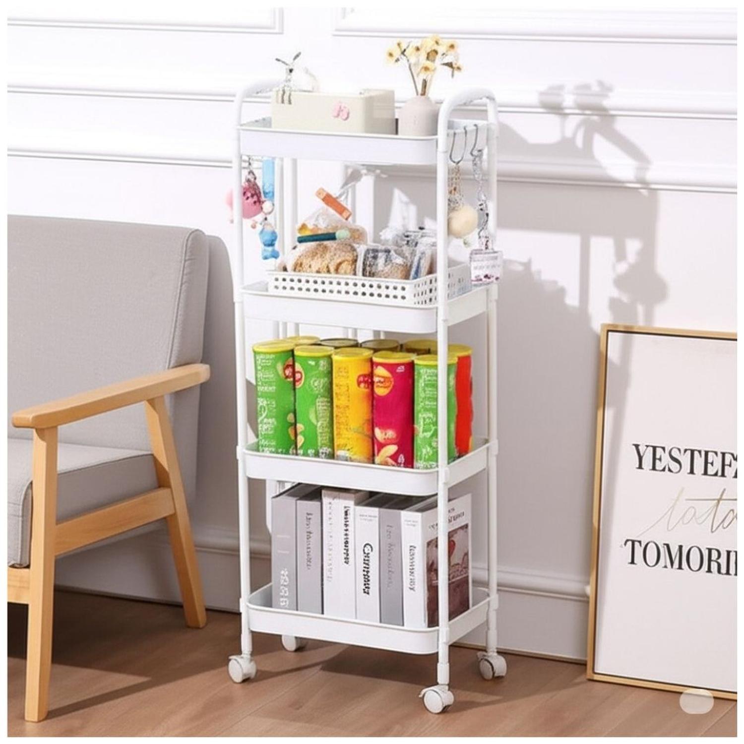 CARRITO ORGANIZADOR DE COCINA MULTIUSOS 4 NIVELES CON RUEDAS 104X40X26CM TAMAÑO M - 1