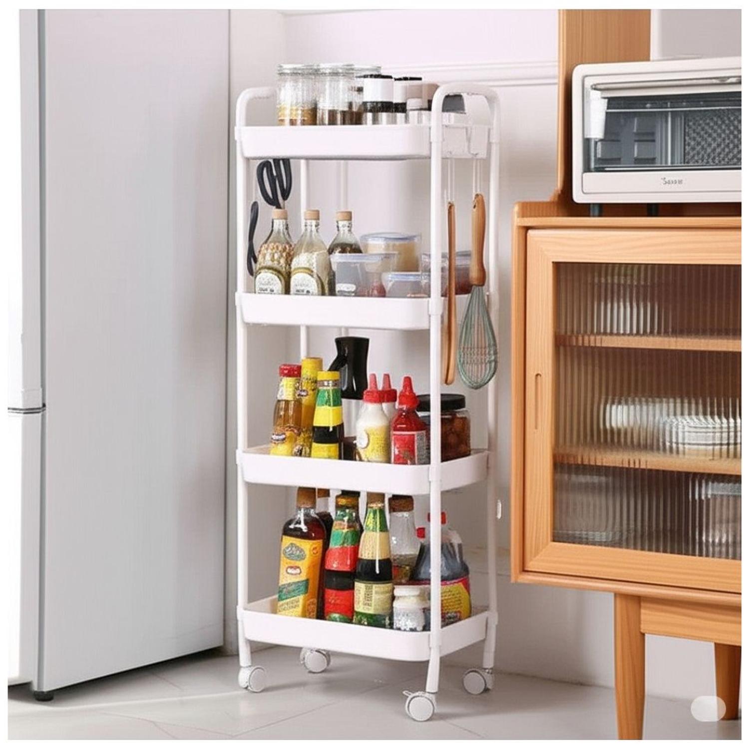 CARRITO ORGANIZADOR DE COCINA MULTIUSOS 4 NIVELES CON RUEDAS 104X40X26CM TAMAÑO M - 2