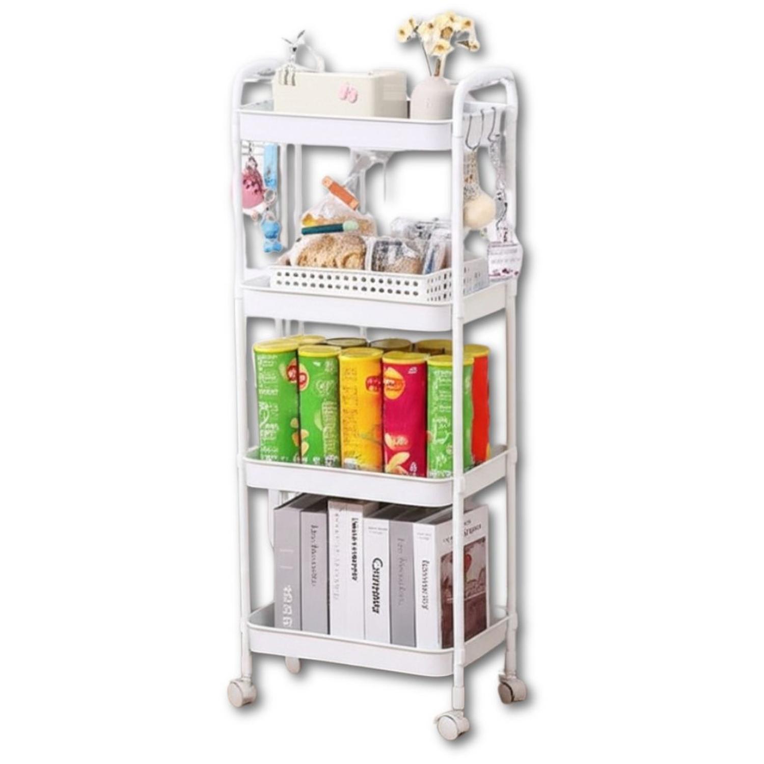 CARRITO ORGANIZADOR DE COCINA MULTIUSOS 4 NIVELES CON RUEDAS 104X40X26CM TAMAÑO M - 3