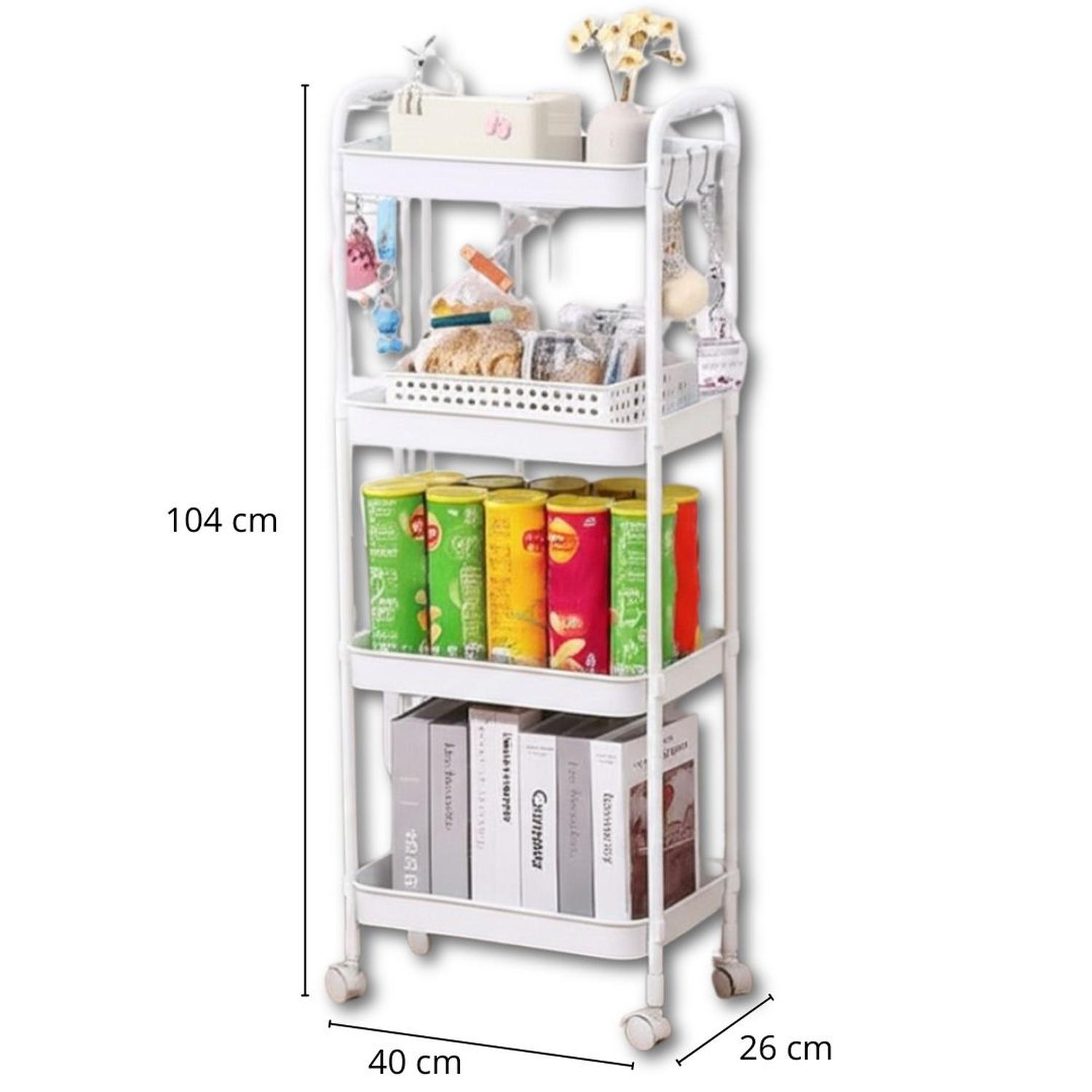 CARRITO ORGANIZADOR DE COCINA MULTIUSOS 4 NIVELES CON RUEDAS 104X40X26CM TAMAÑO M - 4