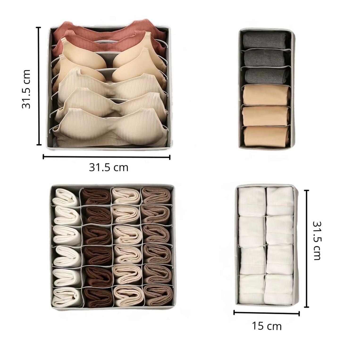 SET DE 4 ORGANIZADOR ROPA INTERIOR CLASIFICADOR MULTIUSOS 45 DIVISIONES TAMAÑO M - 1