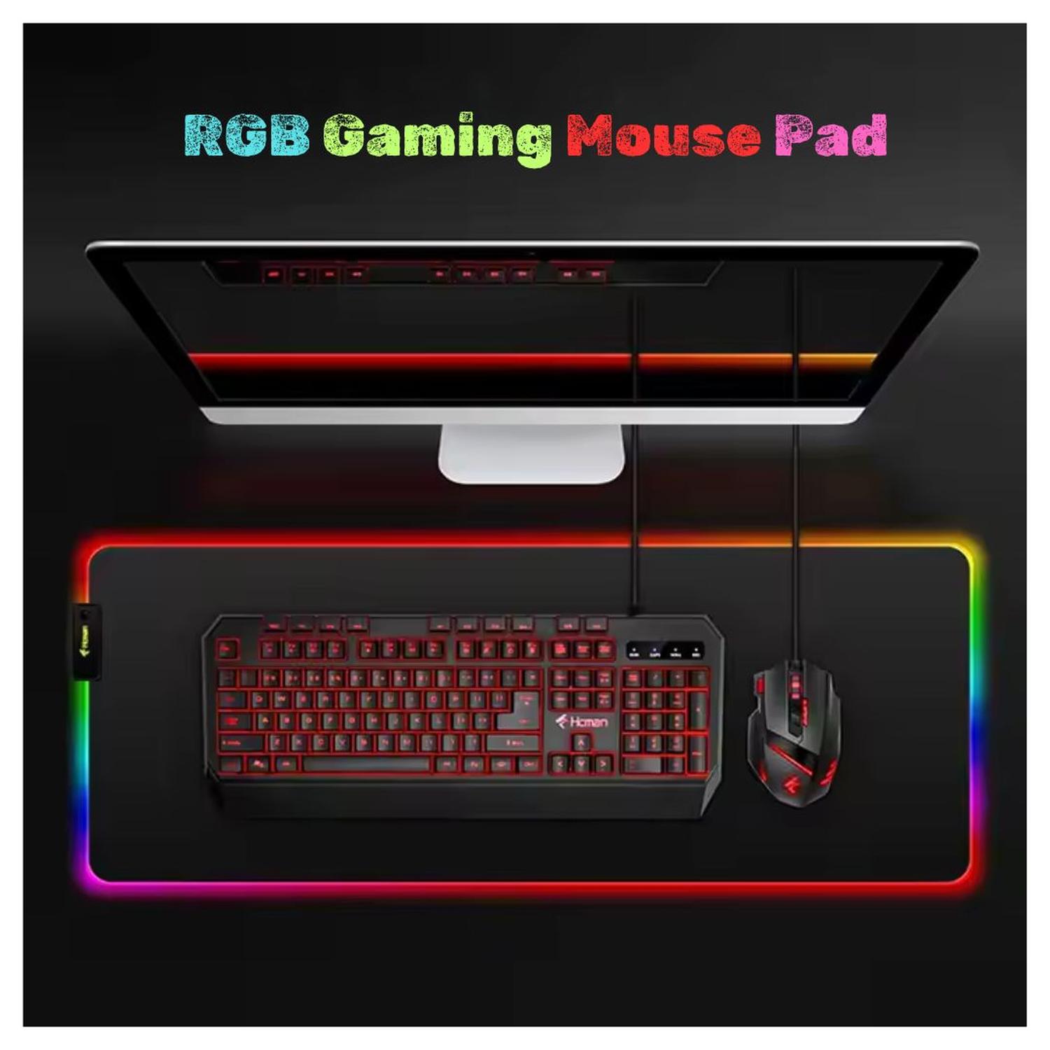 PAD MOUSE GAMER RGB RETROILUMINADO 12 COLORES 80X30CM - 3