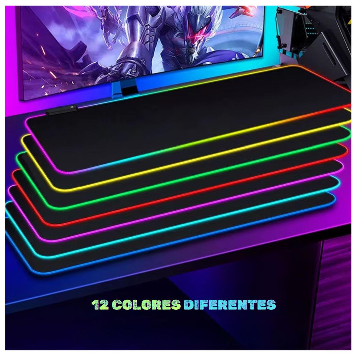 PAD MOUSE GAMER RGB RETROILUMINADO 12 COLORES 80X30CM - 5