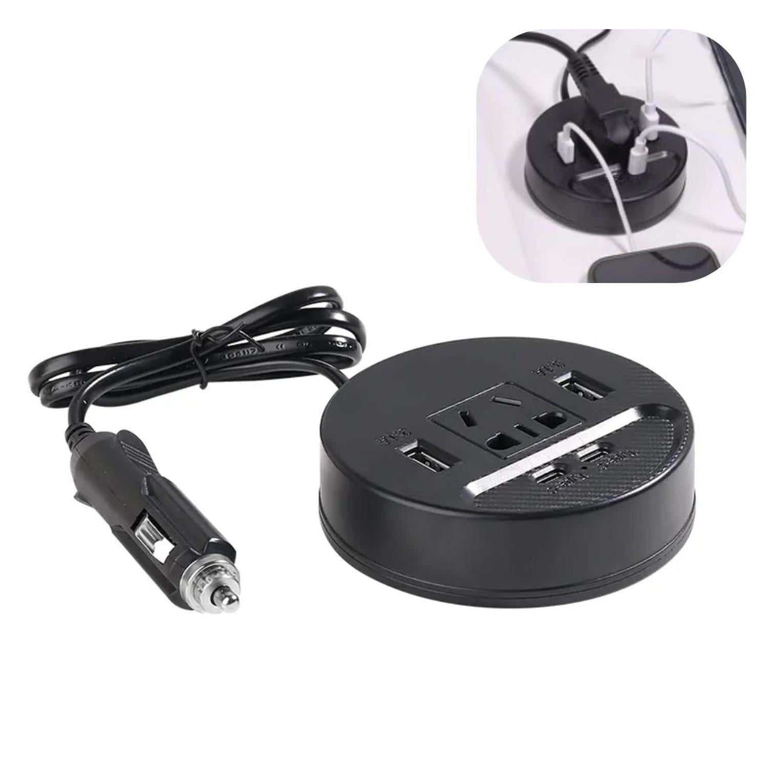 CARGADOR ADAPTADOR INVERSOR DE CORRIENTE PARA AUTO 150W 3 VÍAS USB+TIPO C+AC220V - 4