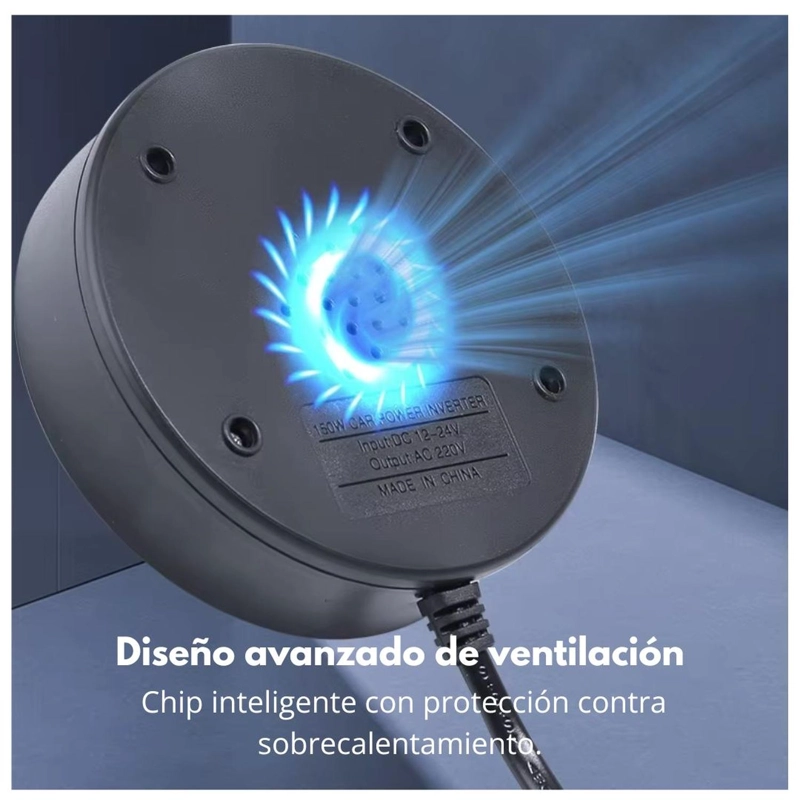 CARGADOR ADAPTADOR INVERSOR DE CORRIENTE PARA AUTO 150W 3 VÍAS USB+TIPO C+AC220V - 5
