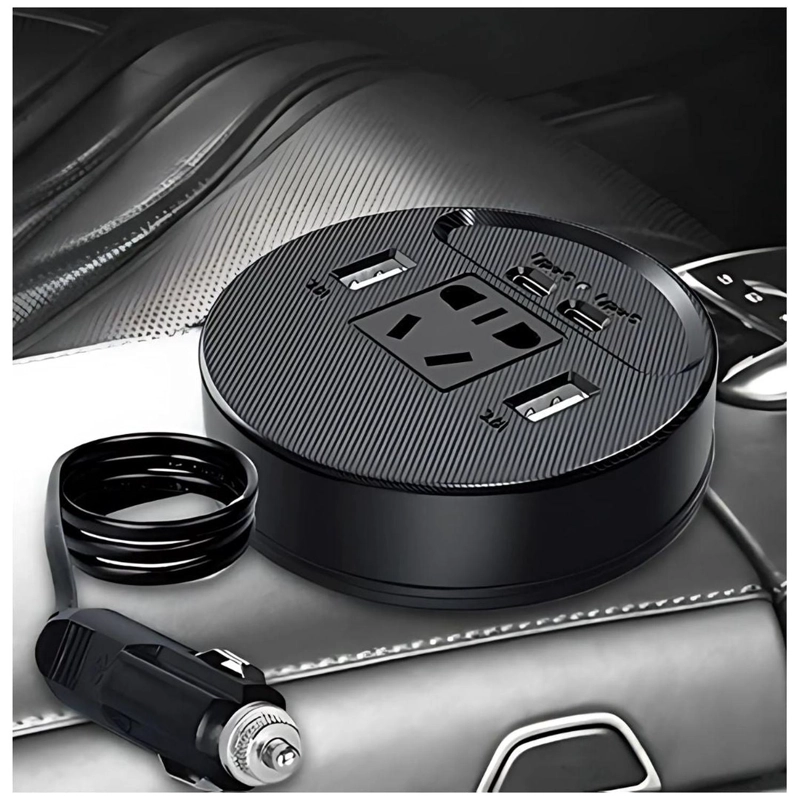 CARGADOR ADAPTADOR INVERSOR DE CORRIENTE PARA AUTO 150W 3 VÍAS USB+TIPO C+AC220V - 6
