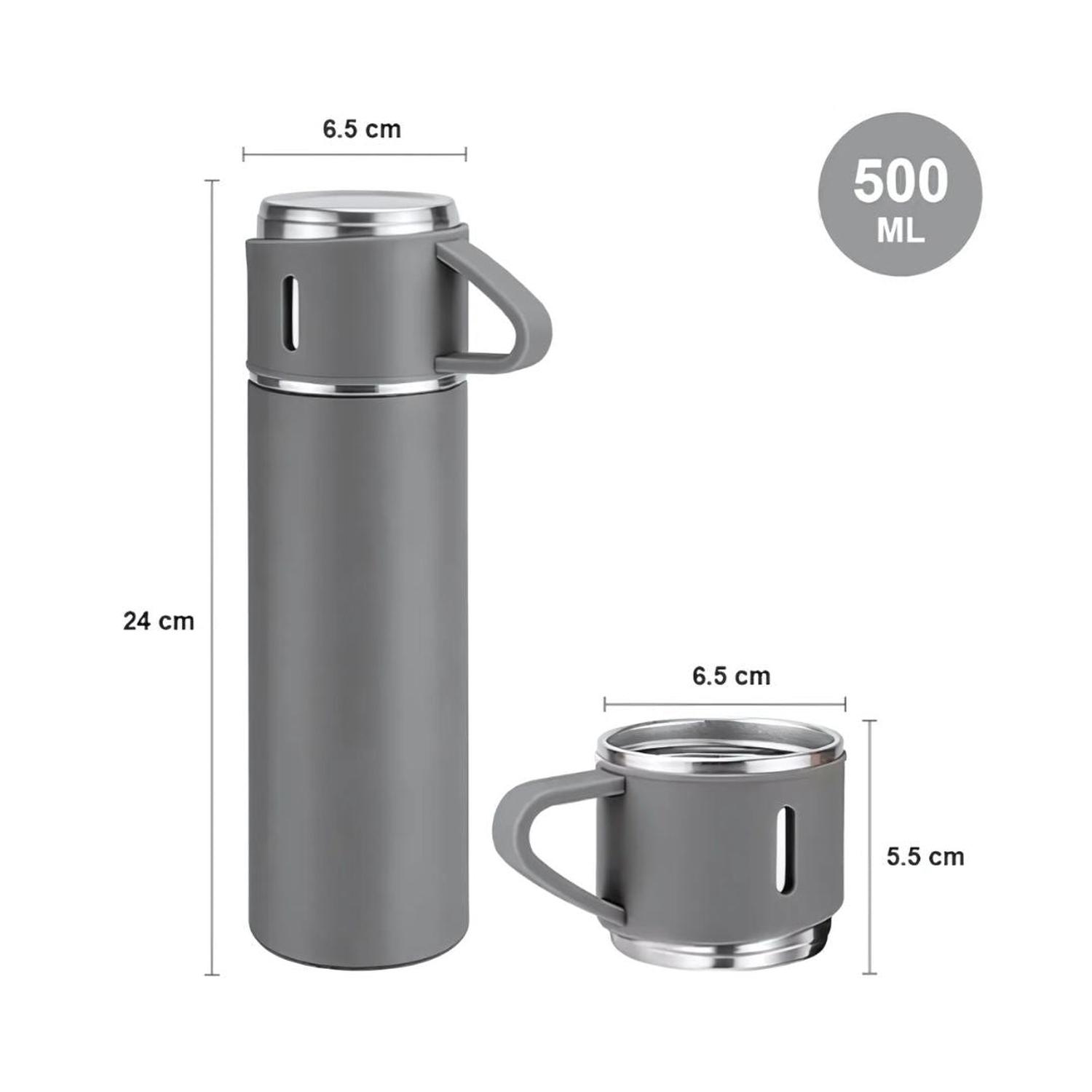 TERMO DE ACERO INOXIDABLE BEBIDAS FRÍAS Y CALIENTES DE 500 ML + 3 TAZAS TAMAÑO M - 4