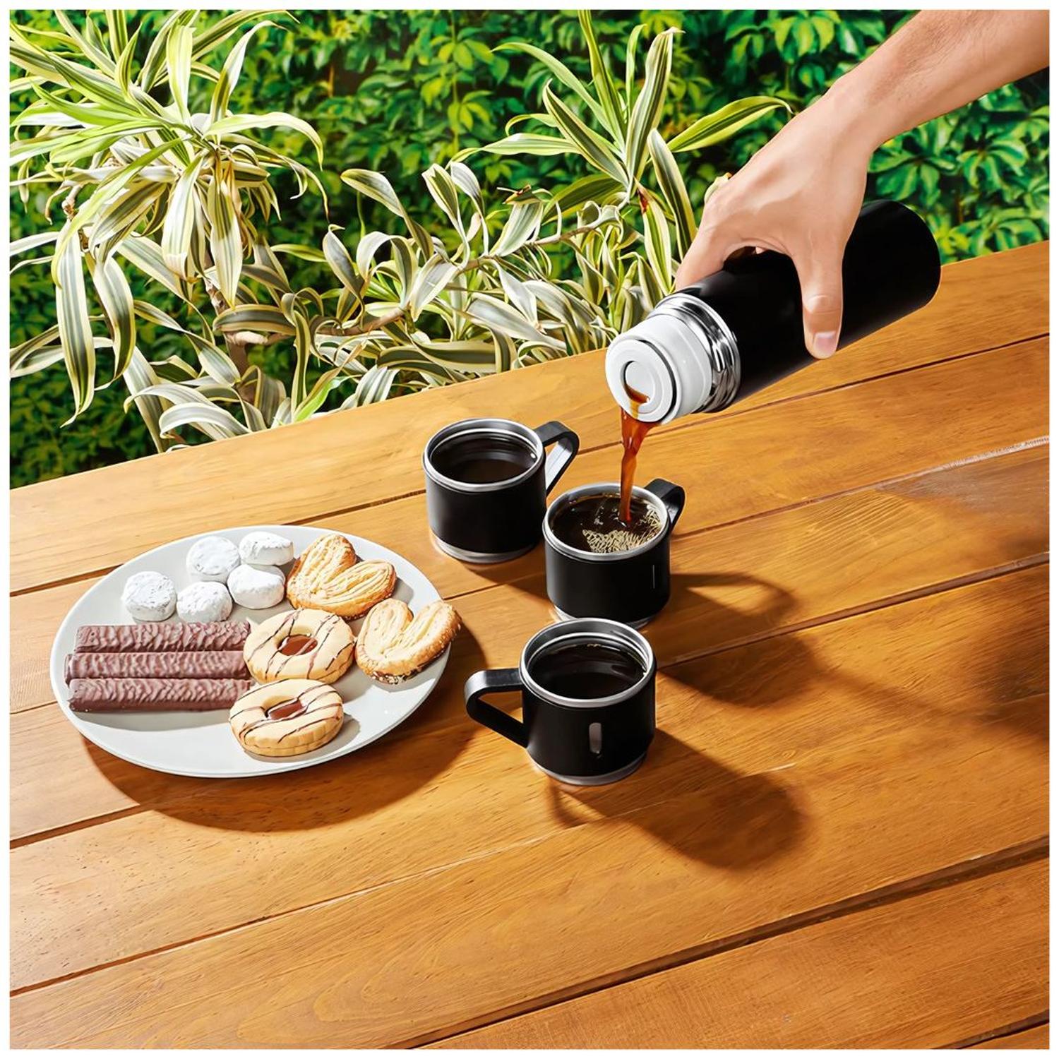TERMO DE ACERO INOXIDABLE BEBIDAS FRÍAS Y CALIENTES DE 500 ML + 3 TAZAS TAMAÑO M - 5