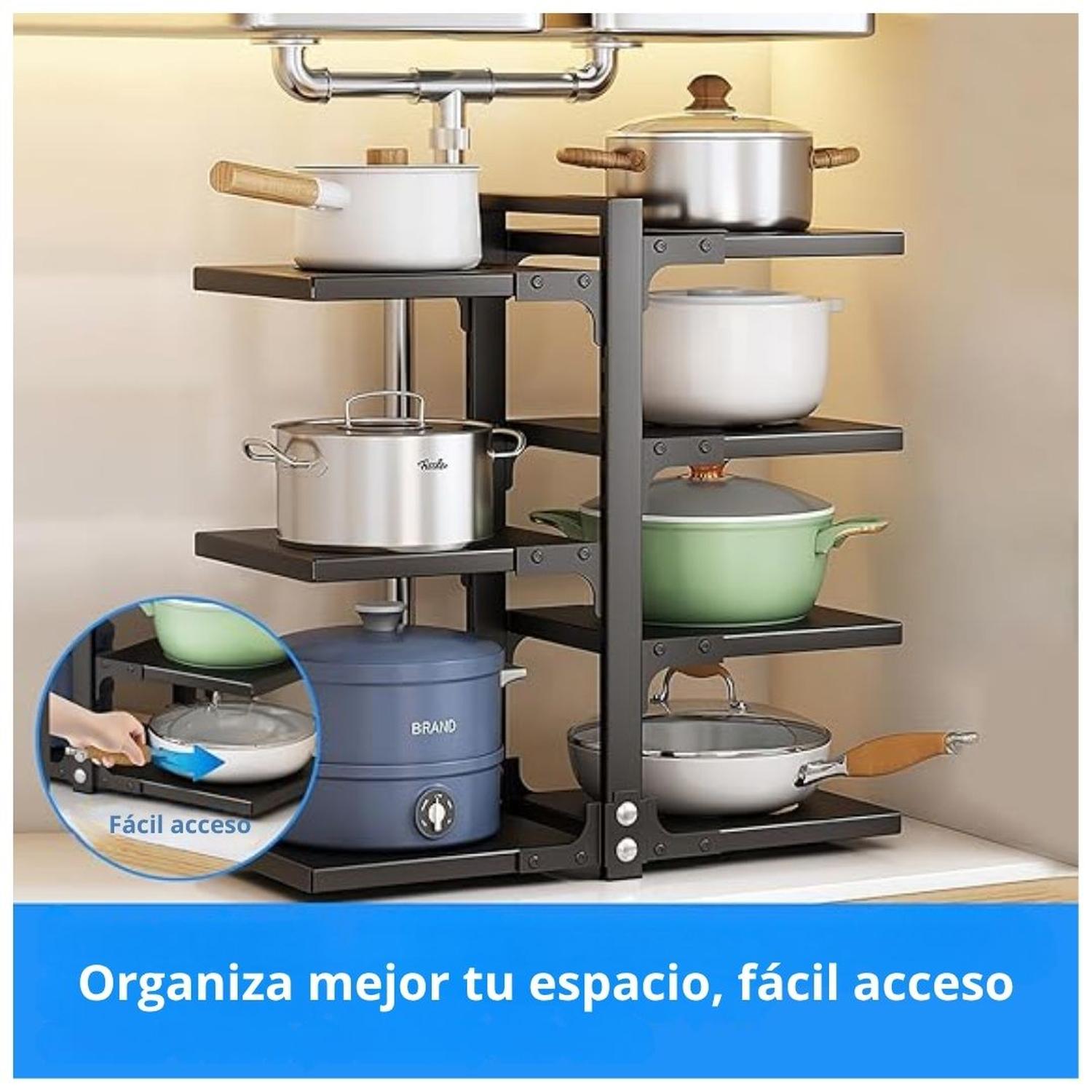 ESTANTE ORGANIZADOR DE OLLAS Y SARTENES DE 7 NIVELES AJUSTABLE PREMIUM - 2