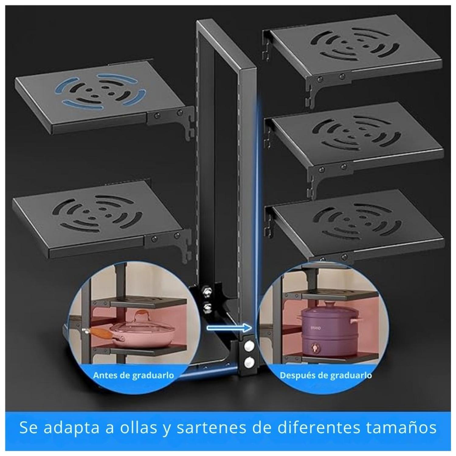 ESTANTE ORGANIZADOR DE OLLAS Y SARTENES DE 7 NIVELES AJUSTABLE PREMIUM - 4
