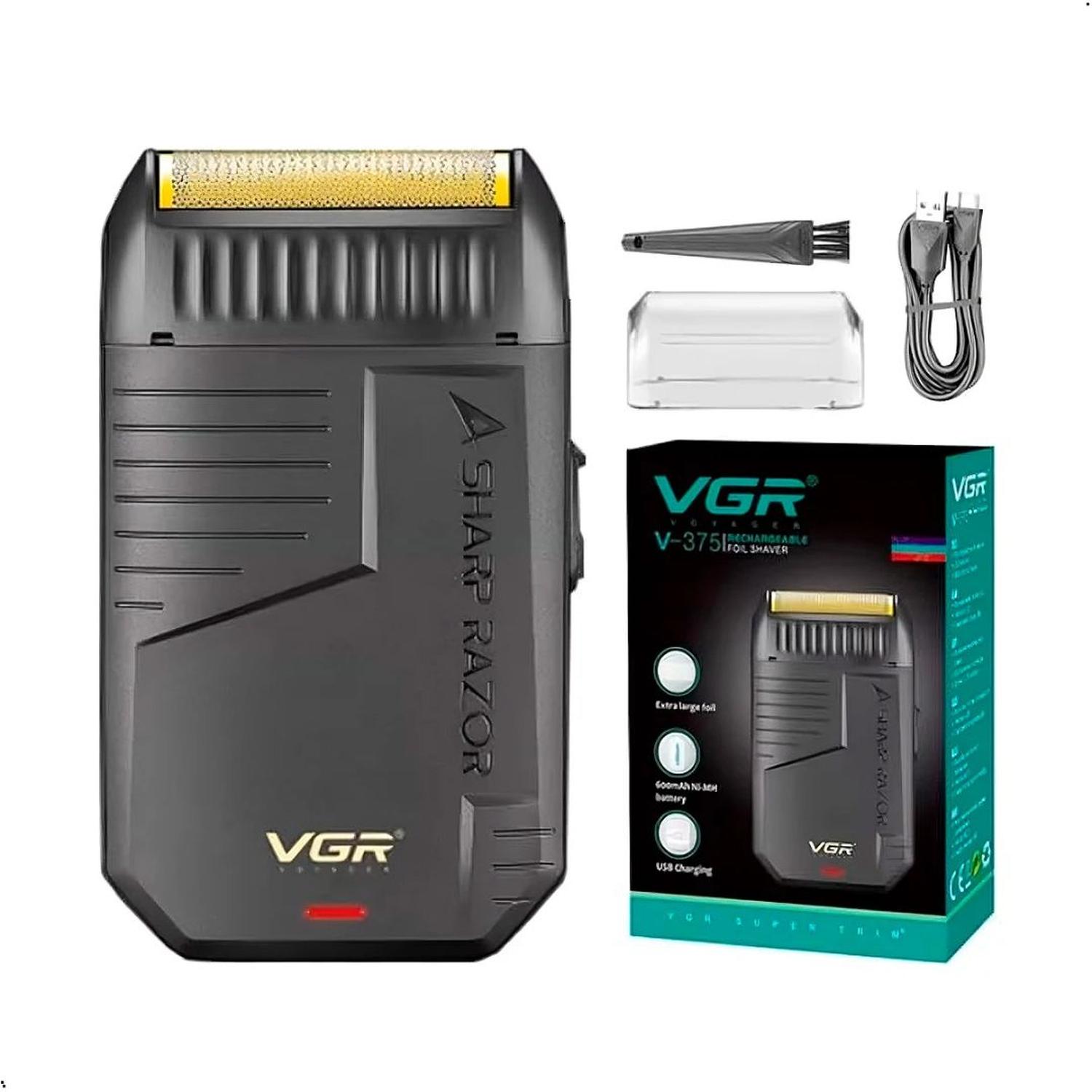 MÁQUINA AFEITADORA ELÉCTRICA RECARGABLE SHAVER VGR V-375 2 EN 1 RASURADORA PATILLERA - 1