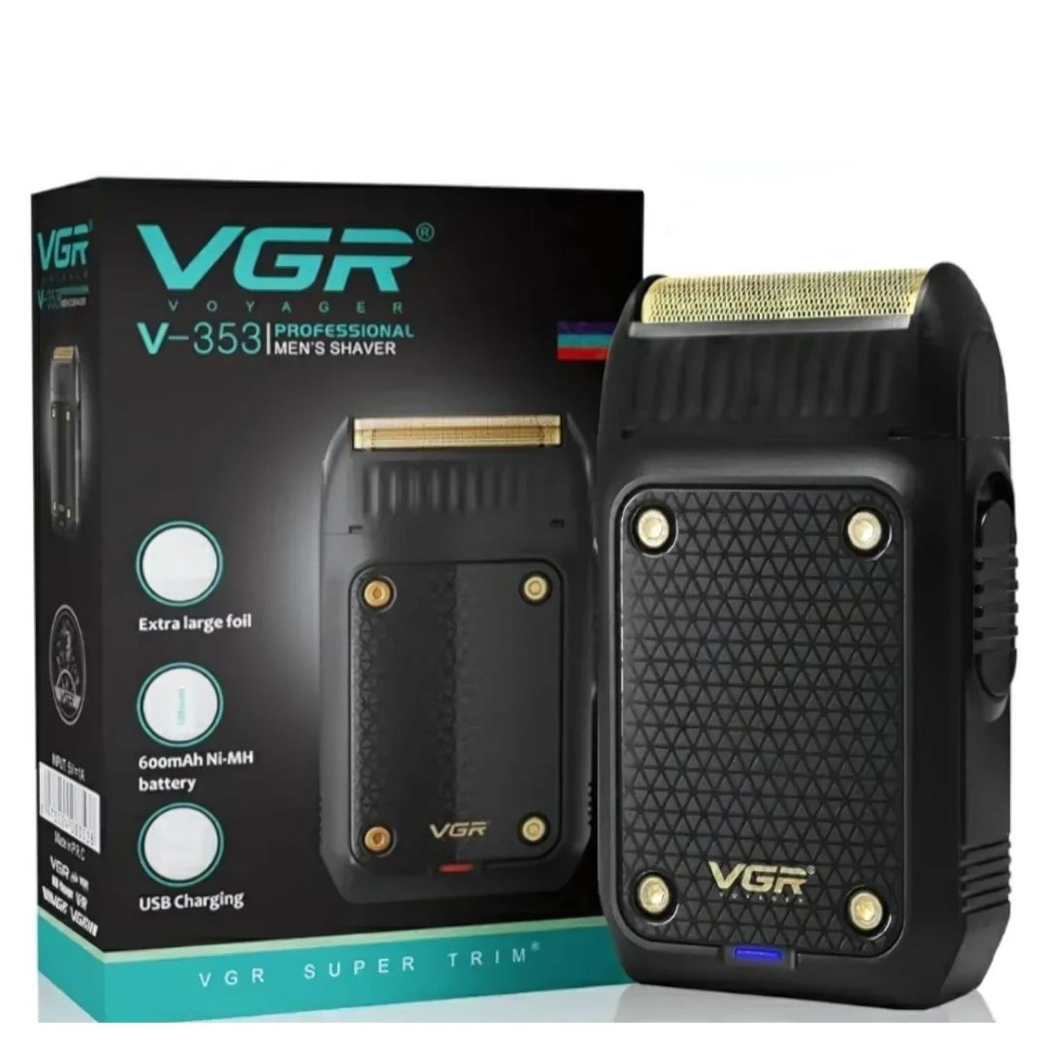 MÁQUINA AFEITADORA ELÉCTRICA RECARGABLE SHAVER VGR V-353 2 EN 1 RASURADORA PATILLERA - 1