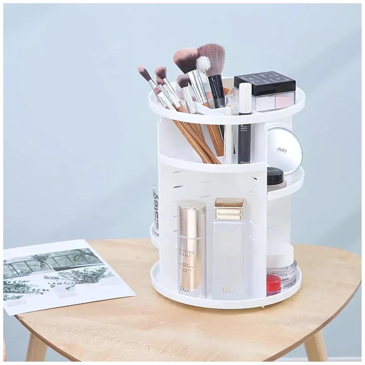 ORGANIZADOR DE MAQUILLAJE COSMÉTICOS GIRATORIO 360° AJUSTABLE TAMAÑO M - 1